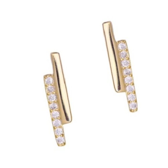 New Gold over Silver Bar stick Earrings - Picture 3 of 4